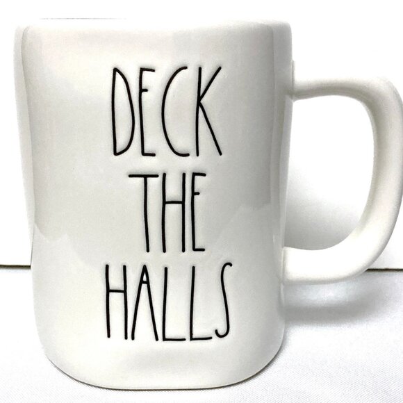 Rae Dunn DECK THE HALLS Coffee Mug Artisan Collection by Magenta White Red - Picture 1 of 11